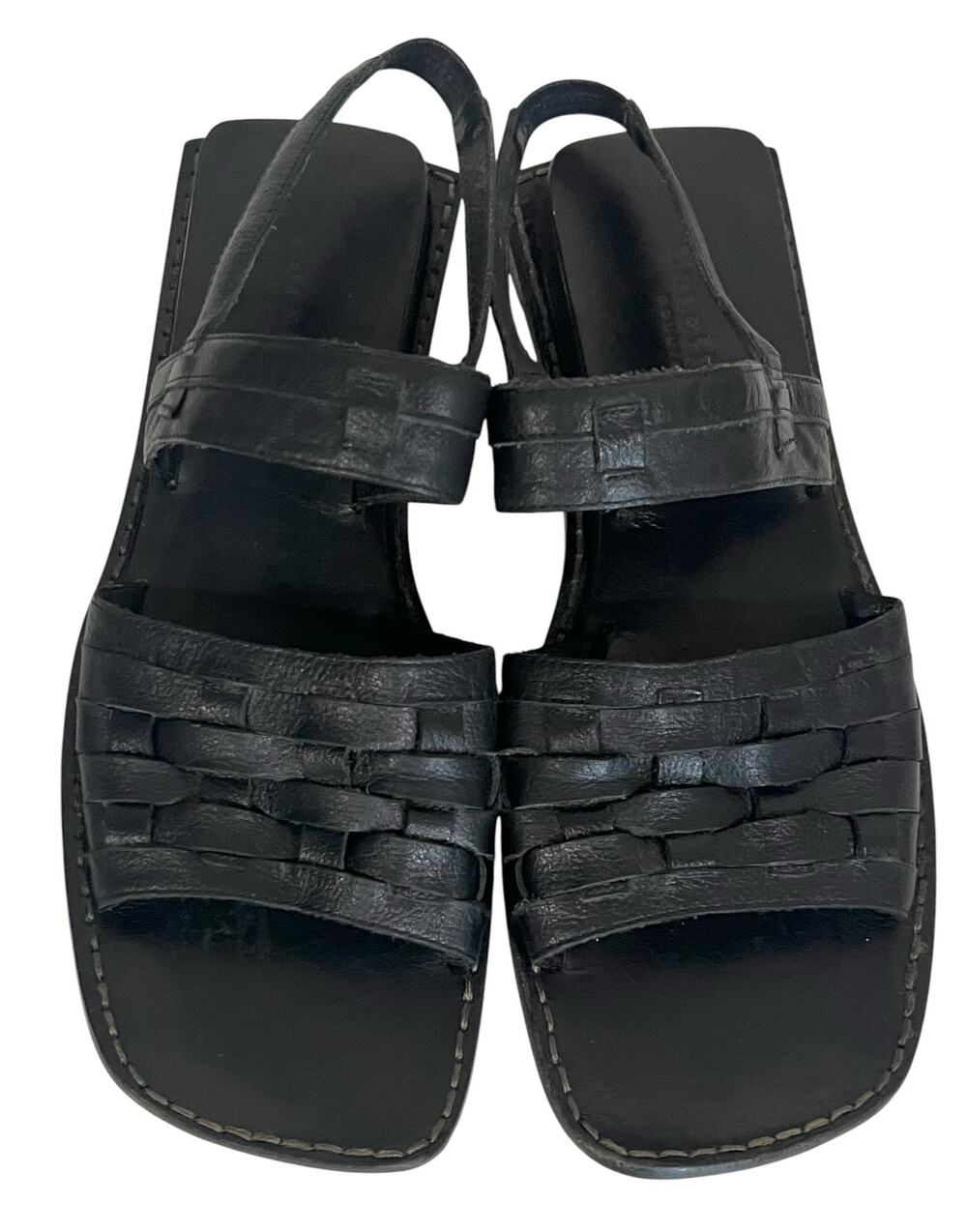 Vintage Cole Haan Country Womens Sandals Black Leather Woven Size 9.5 B